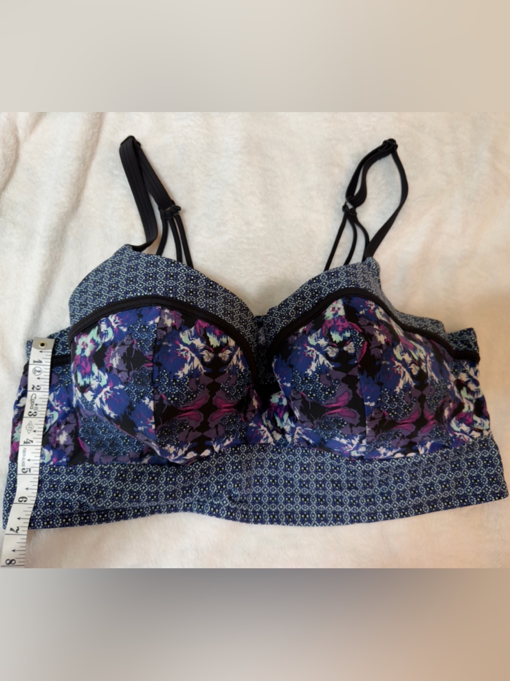 Patterned Underwire Bikini Top in Blue & Purple Floral